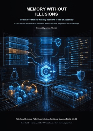 Cover of MEMORY WITHOUT ILLUSIONS - Modern C++ Memory Mastery from RAII to x86-64 Assembly
